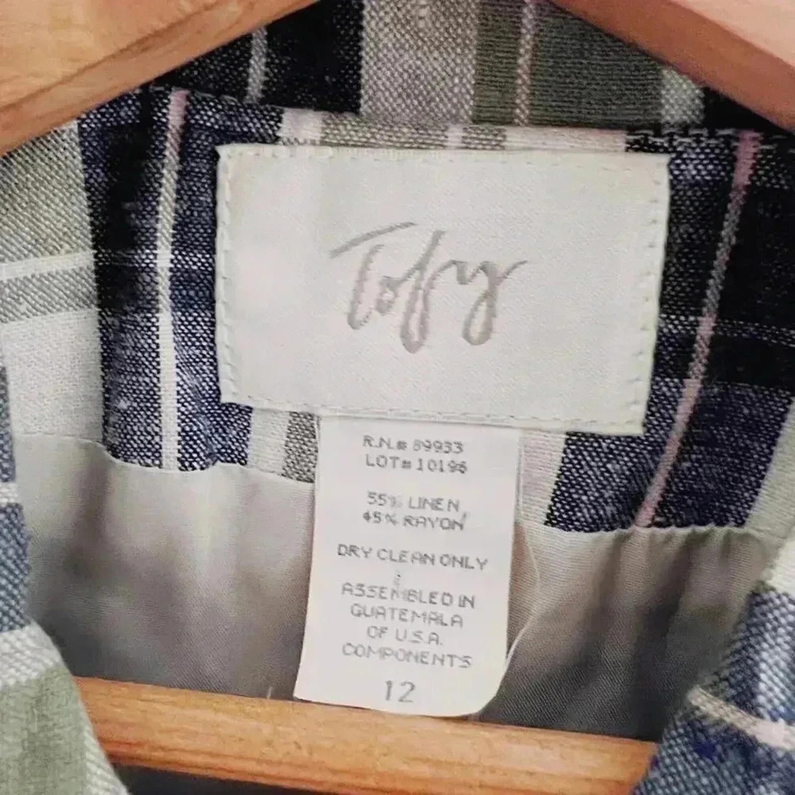 Vintage Tofy Green Blue Plaid Zip Up Jacket Women's Size 12