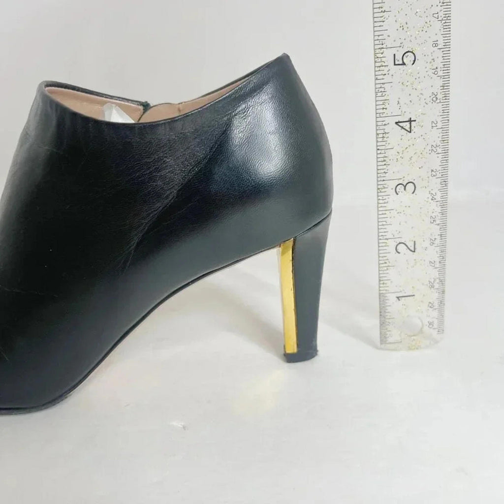 Chloe RARE Black Leather Heeled Booties Gold Detailing Women's Size 36.5 EU 6.5