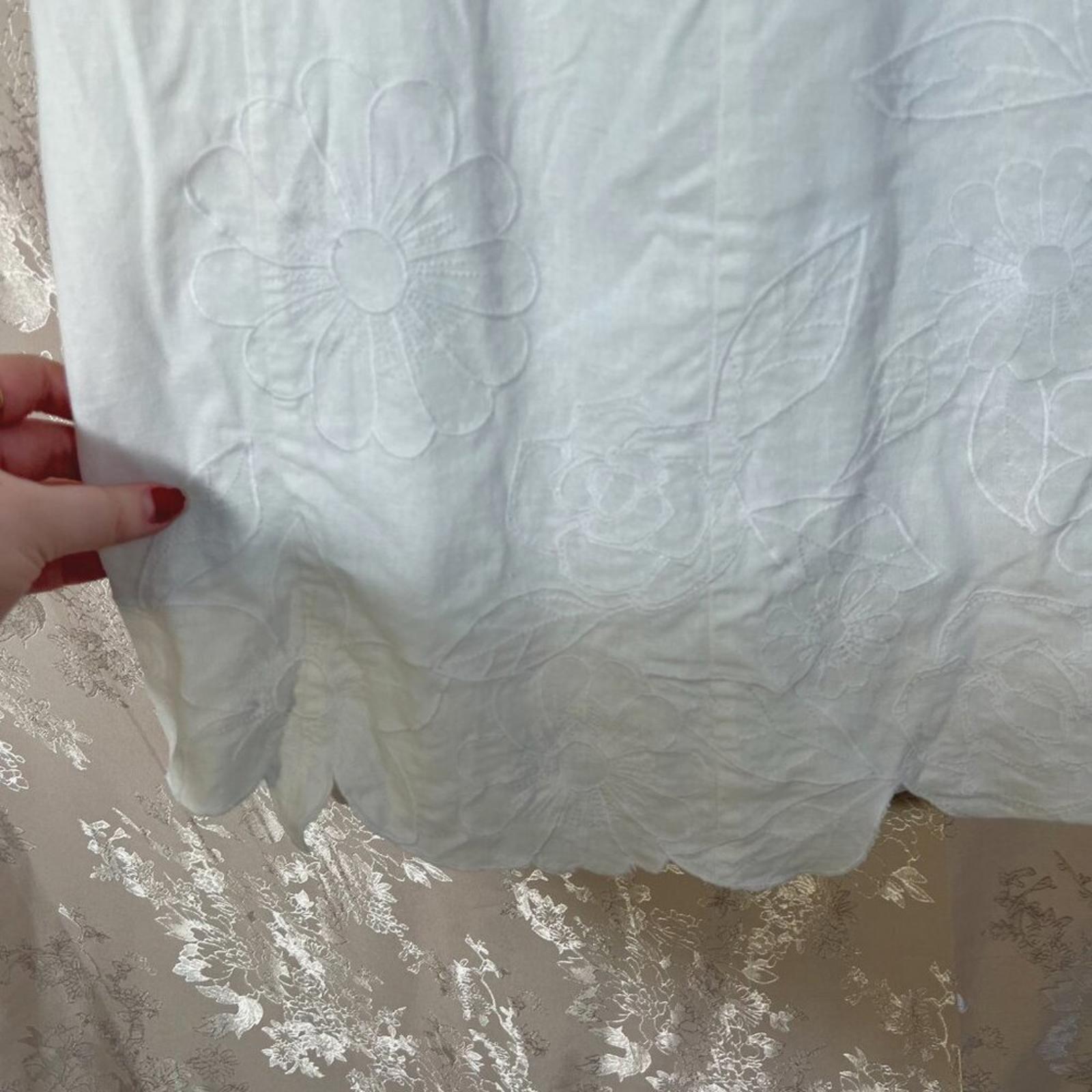 y2k Vintage White Linen Floral Embroidered Maxi Skirt Women's Size 8