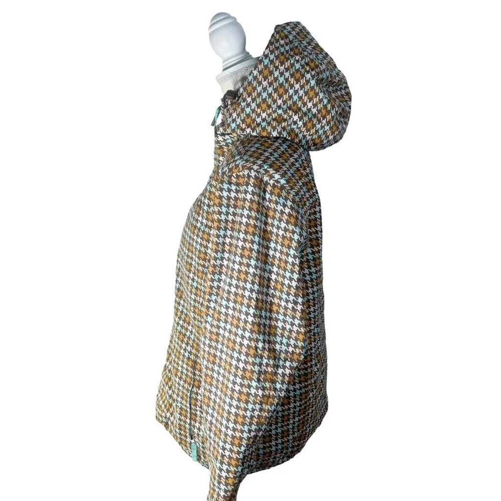 Burton Houndstooth Brown and Blue Hardshell Ski Snowboard Jacket Women's Size L