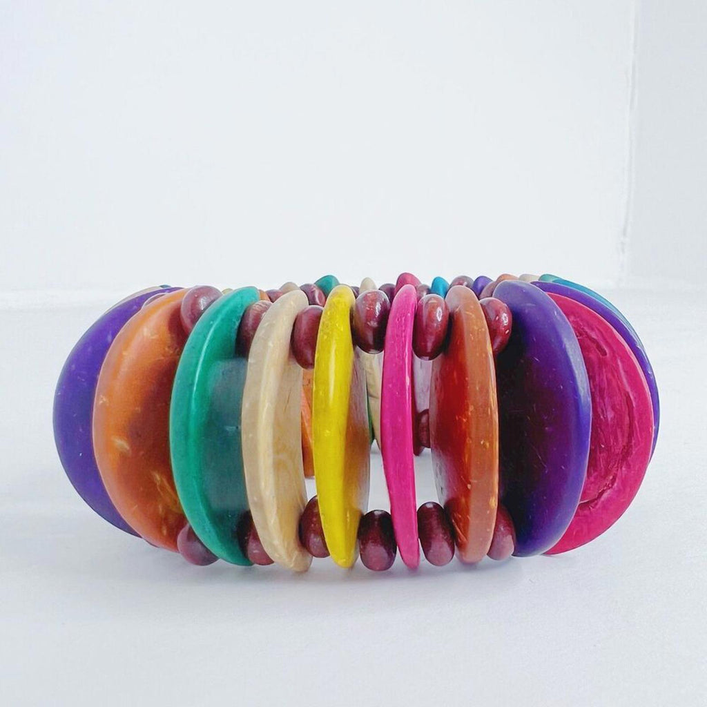Colorful Coconut Shell Bracelet Rainbow Multicolored Vacation Summer Ibiza