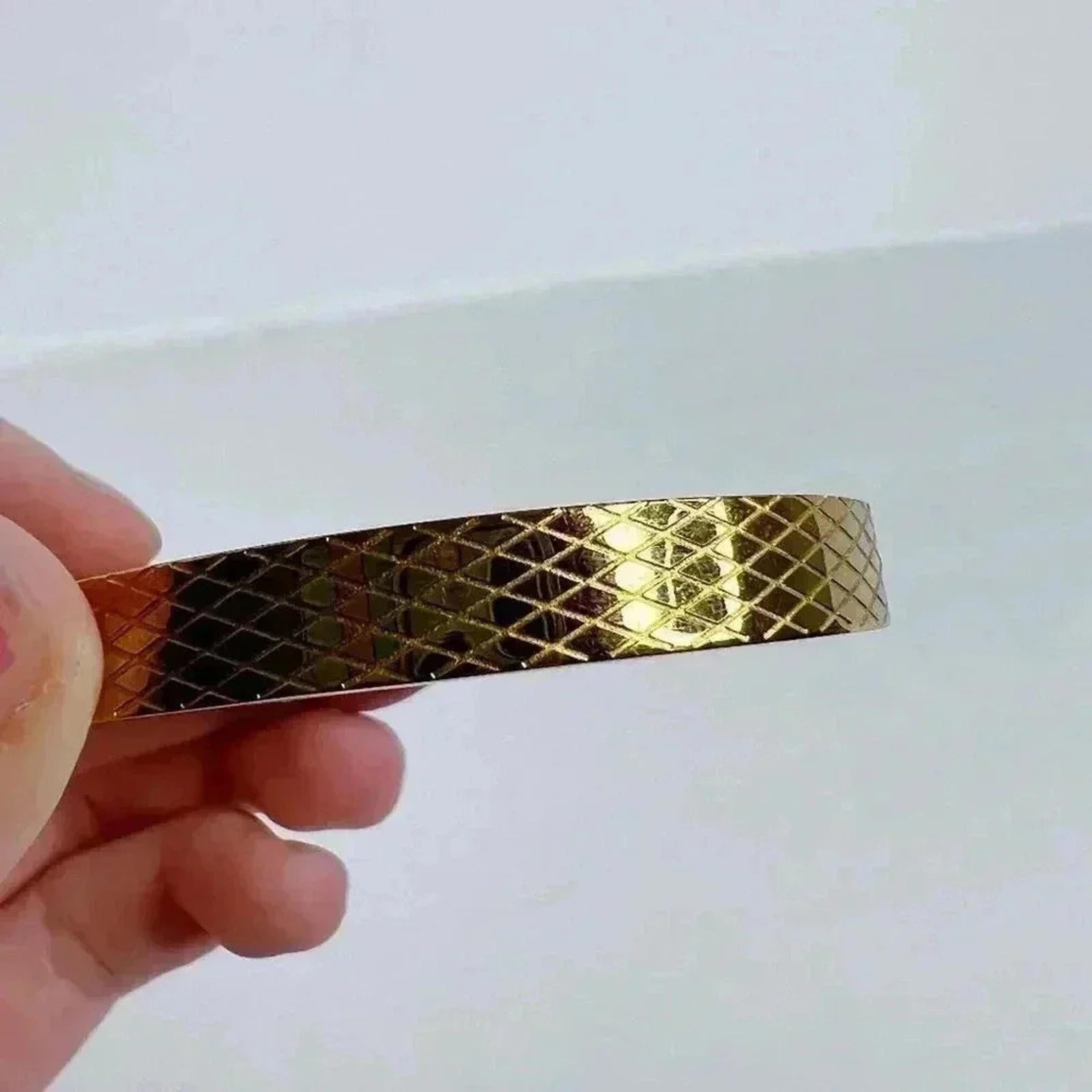 Gold Diamond Printed Cuff Bracelet Clasp Boho Chic Bohemian