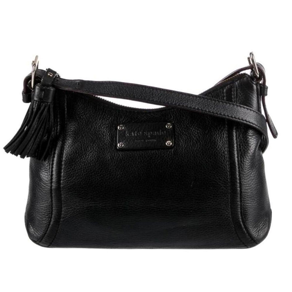 Kate Spade New York Black Pebbled Leather Crossbody Bag Tassel Purse