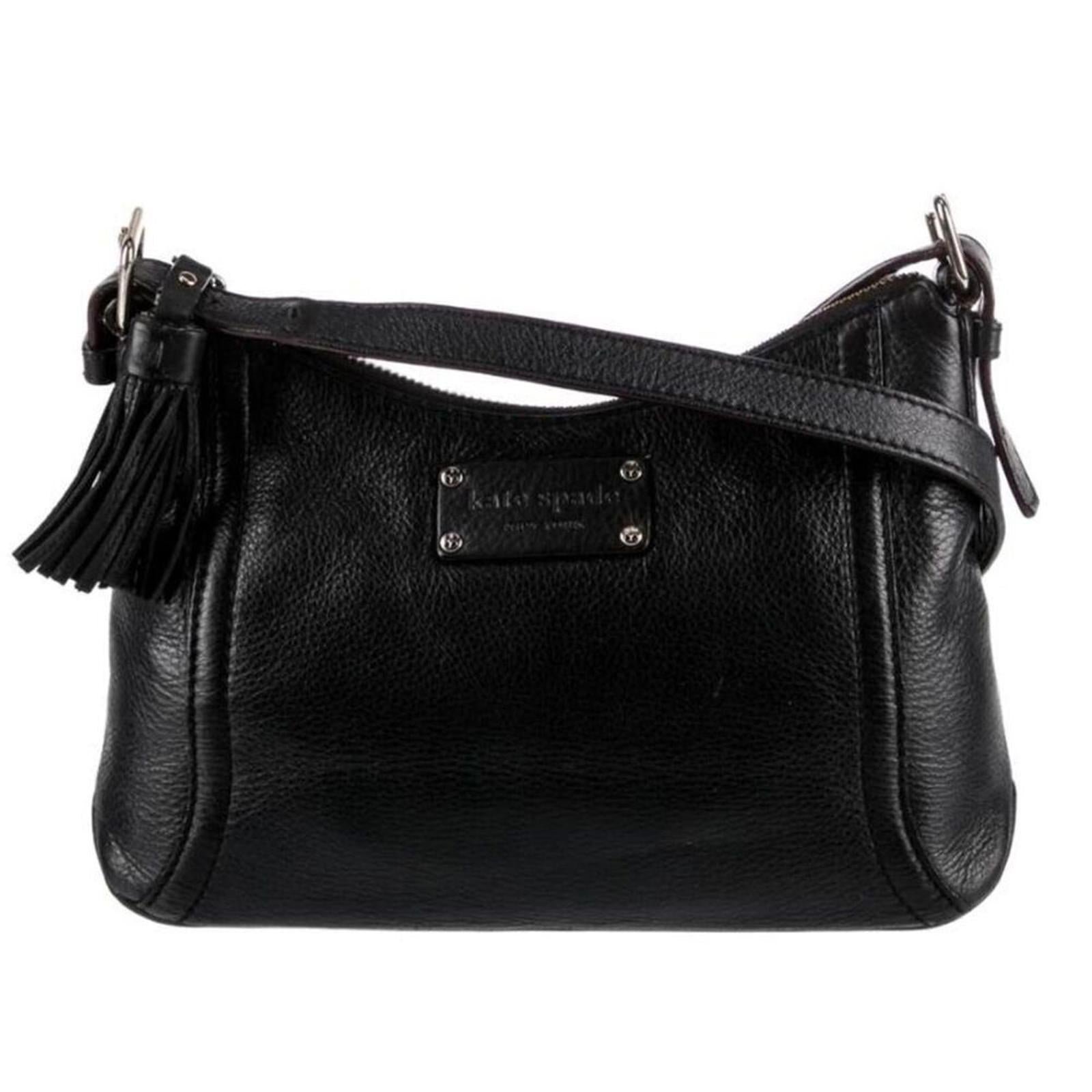 Kate Spade New York Black Pebbled Leather Crossbody Bag Tassel Purse