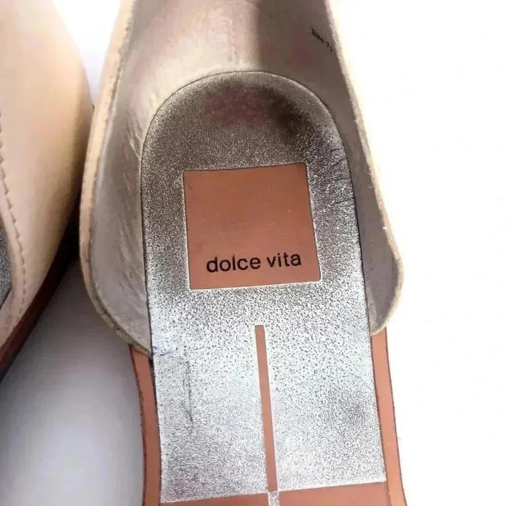 Dolce Vita Laynie D'Orsay Cream Leather Pointed Toe Flats Sandal Size 7.5