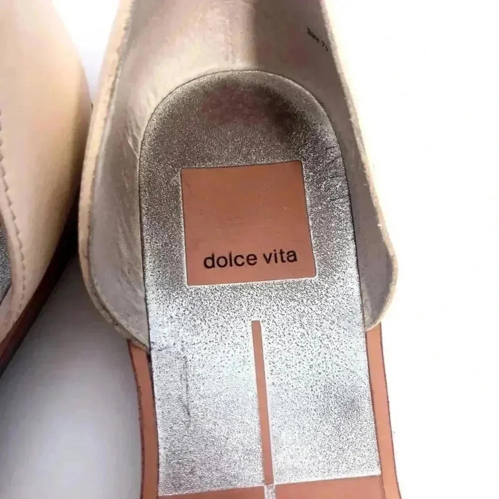 Dolce Vita Laynie D'Orsay Cream Leather Pointed Toe Flats Sandal Size 7.5
