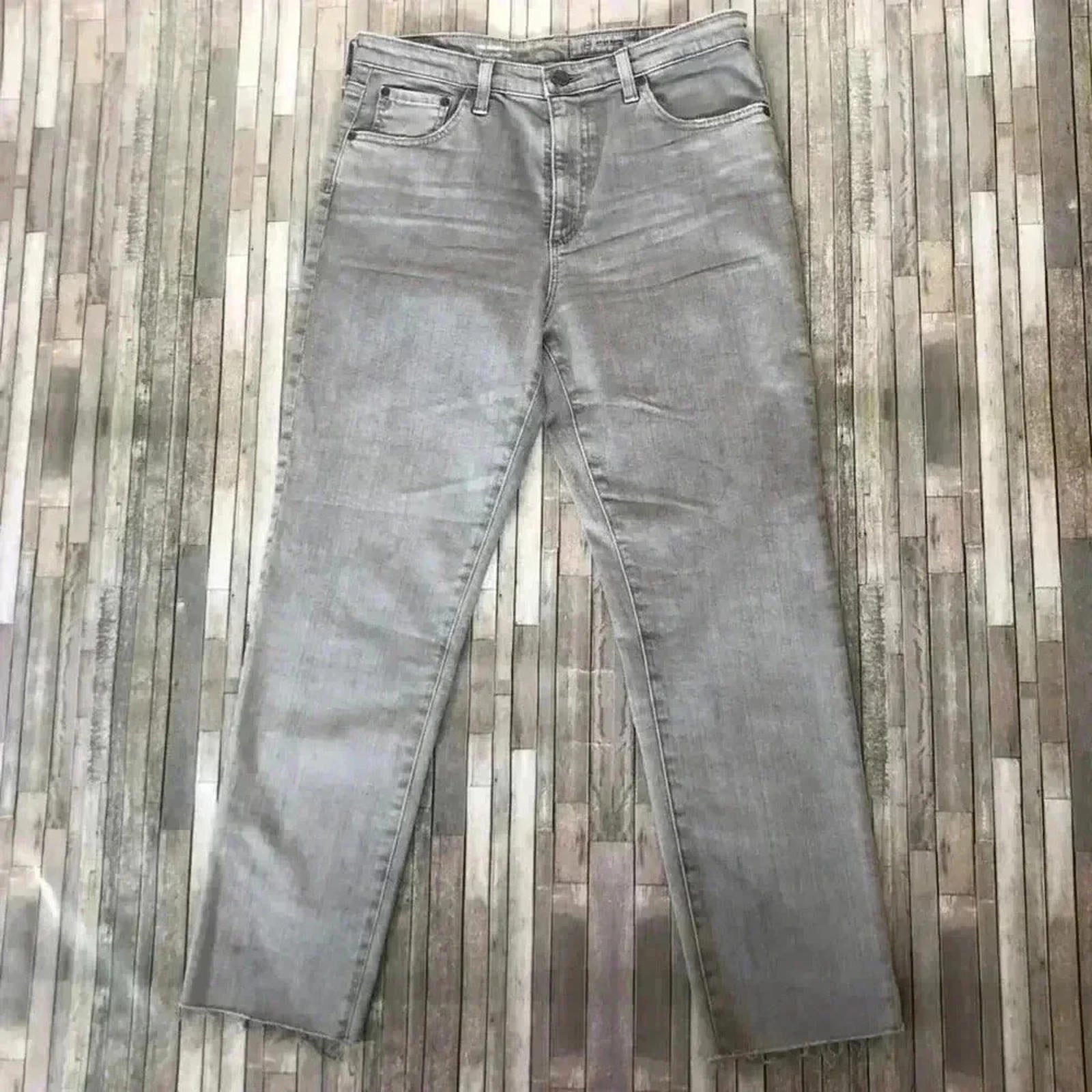 AG Adriano Goldschmied The Isabel Grey High Rise Straight Cropped Jeans Size 30R
