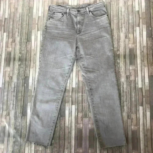 AG Adriano Goldschmied The Isabel Grey High Rise Straight Cropped Jeans Size 30R