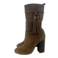 Vince Camuto Fermel Brown Suede Mid Calf Boot Slouchy Tassel Women's Size 6.5