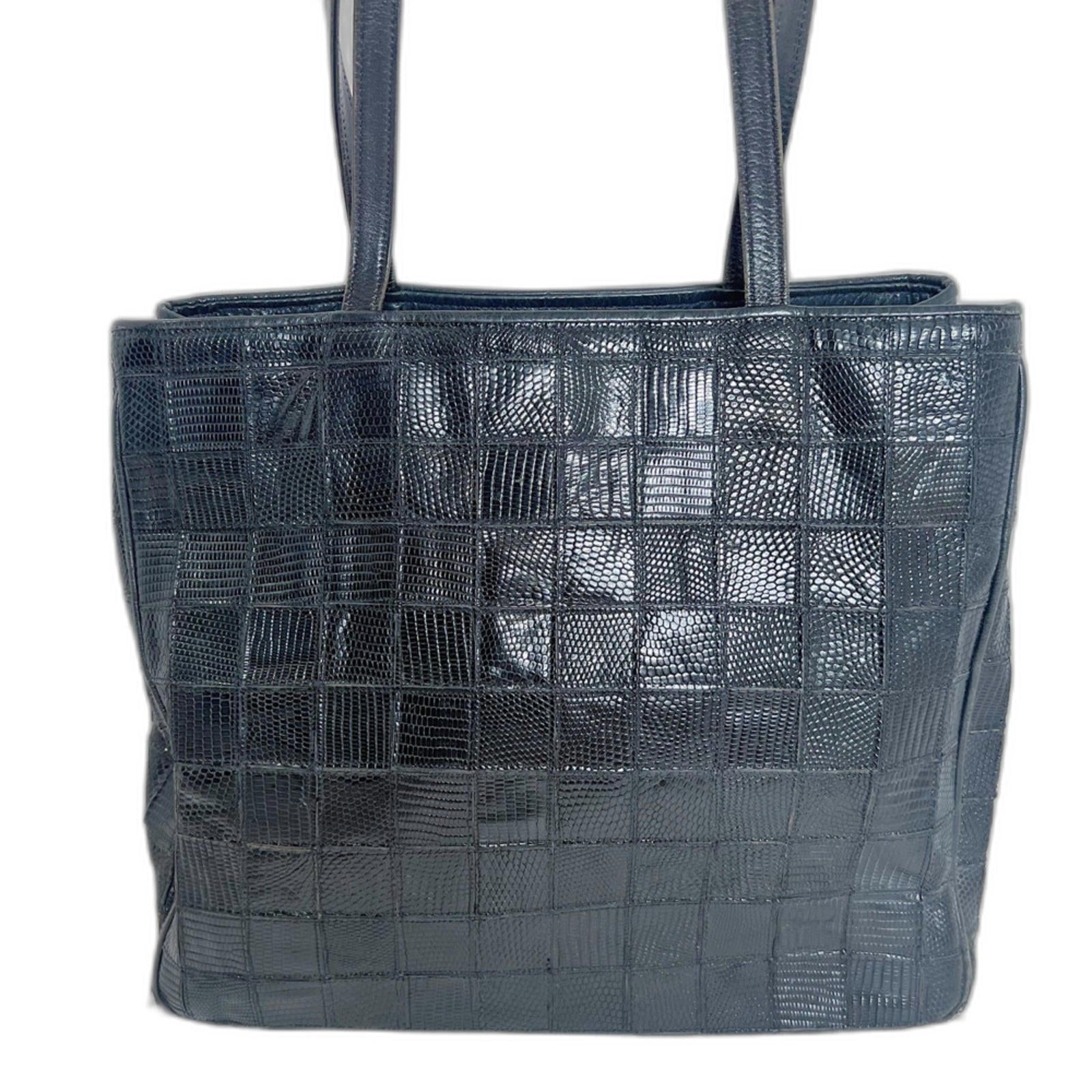 Vintage Kleinberg Sherrill Black Snakeskin Leather Grid Shoulder Bag Purse