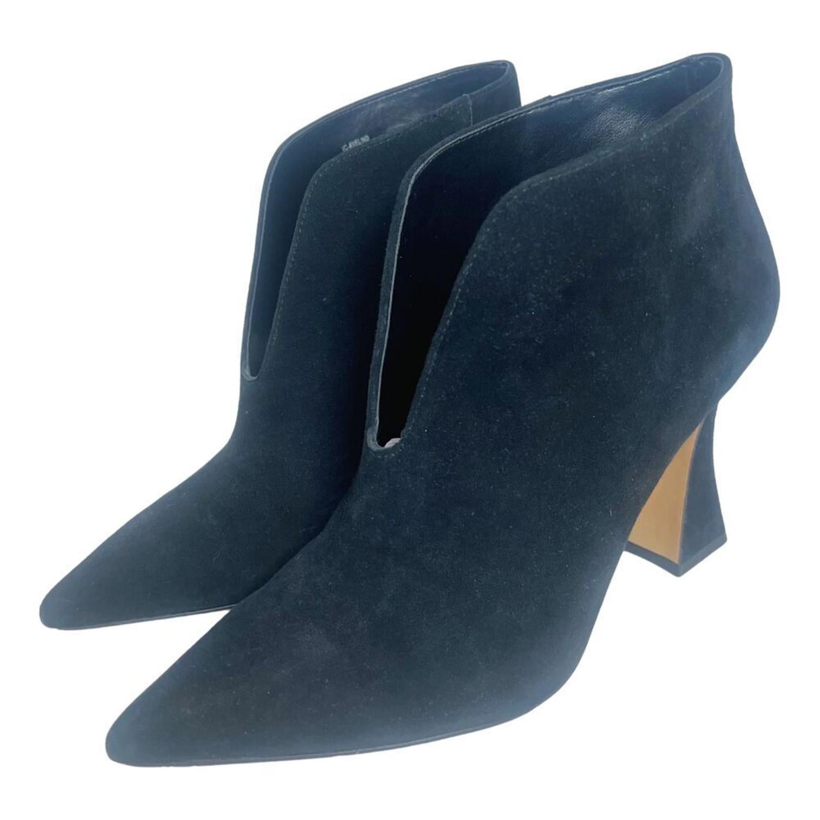 Vince Camuto Avelind Black Suede Dress Bootie Heeled Ankle Boot Size 8