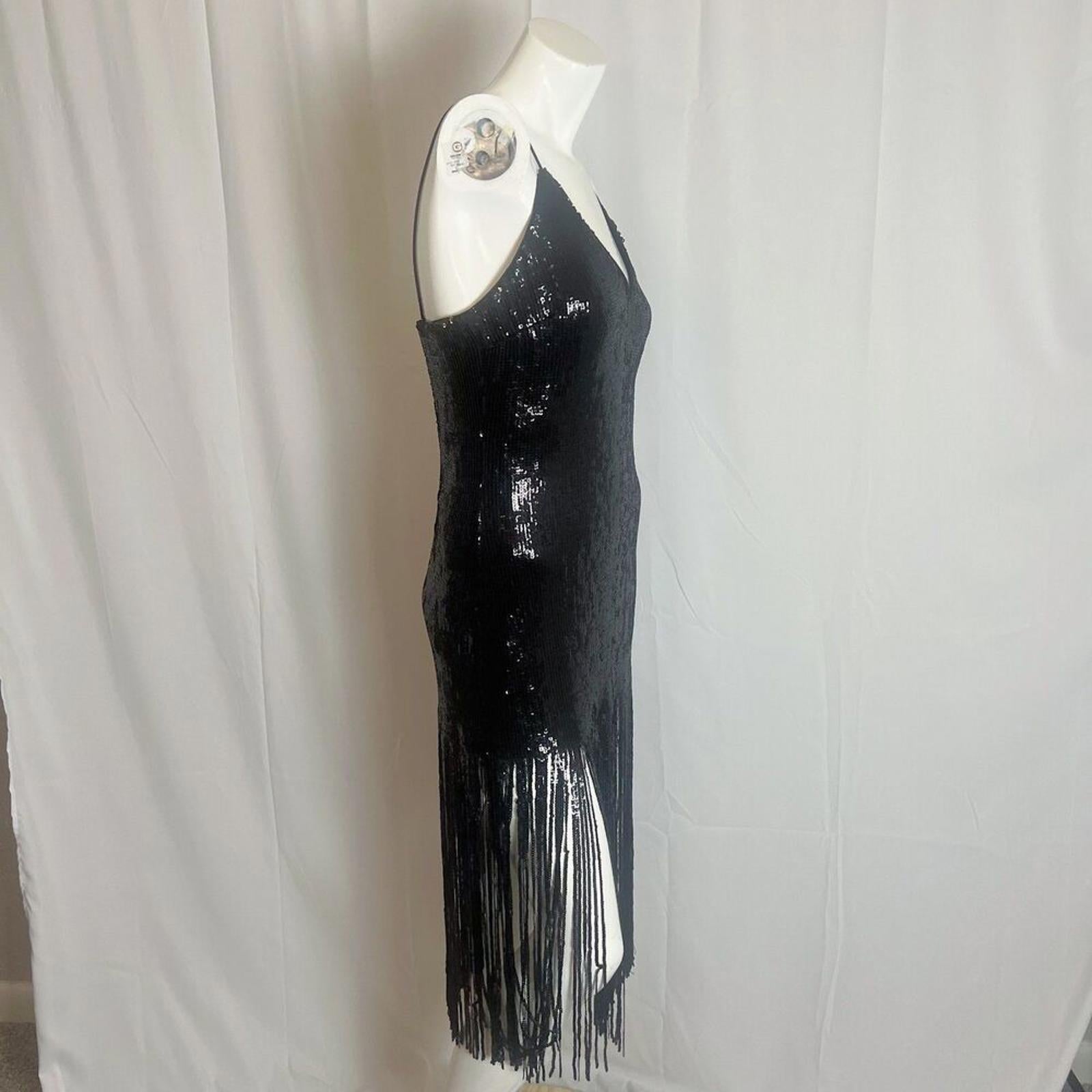 Forever 21 Black Sequined Fringe Dress Flapper Dress Women's Size M
