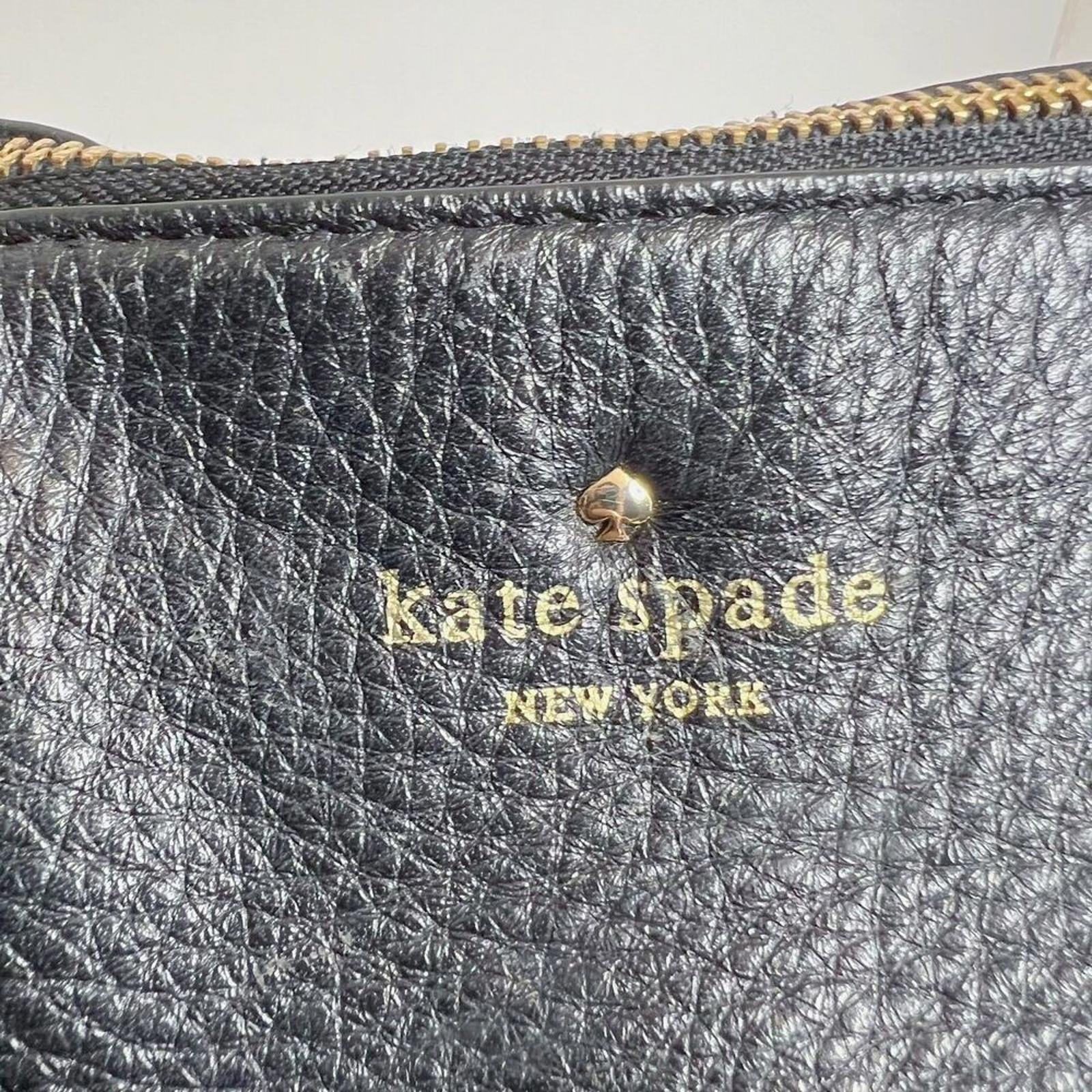 Kate Spade Watson Lane Black Pebbled Leather Tote Bag Zippered Purse