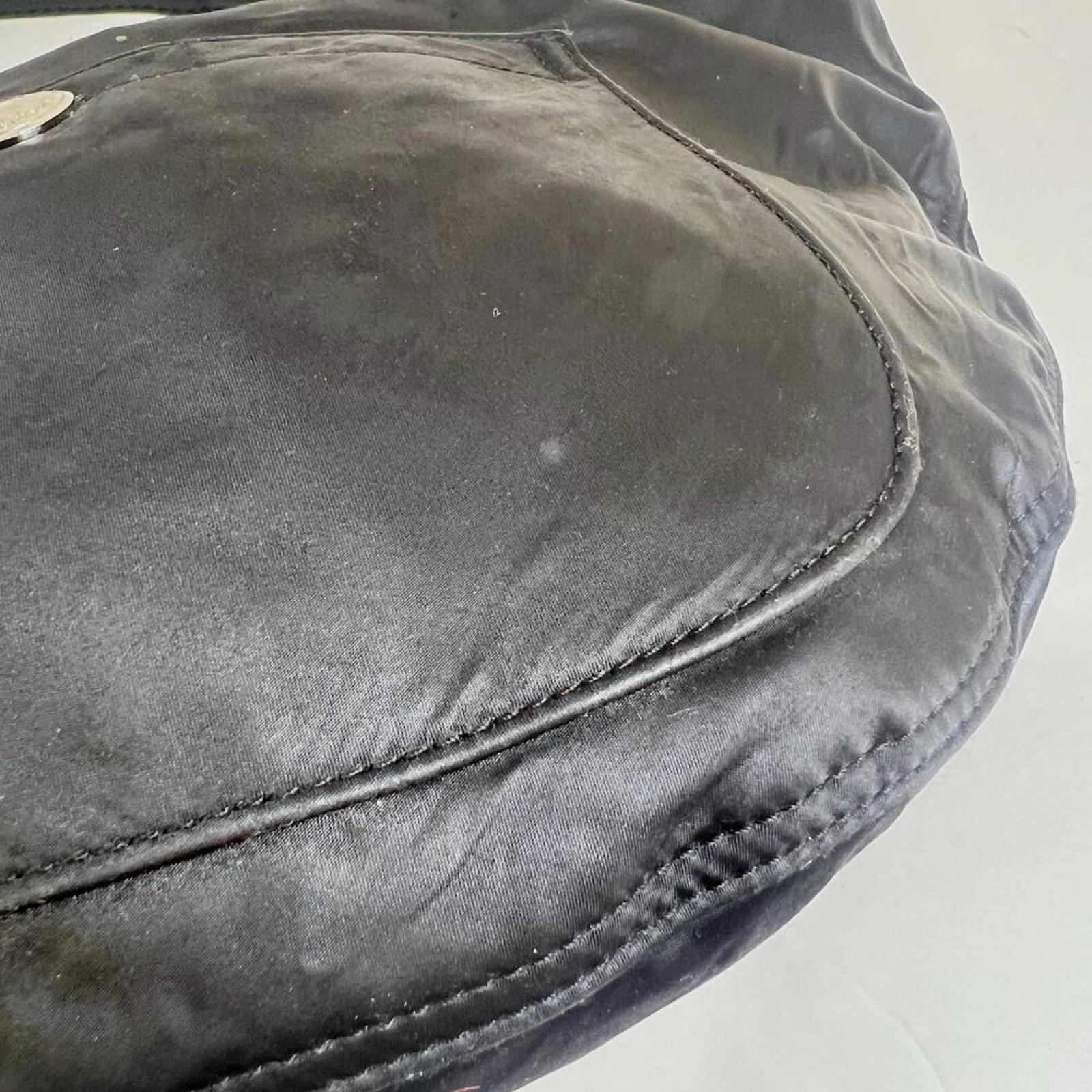 Coach Signature Soho Hobo Black Nylon Semicircle Shoulder Bag Sateen