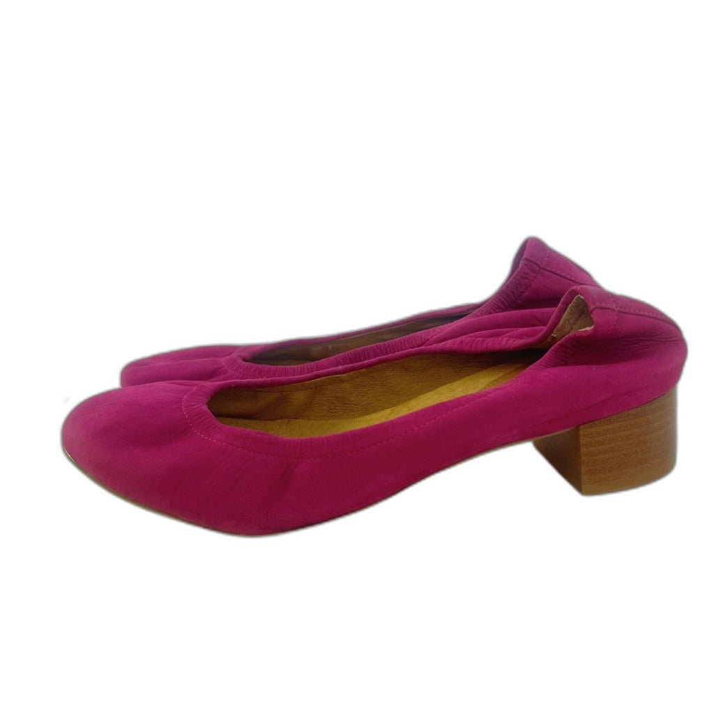 Jasper & Jeera Pink Suede Heeled Ballet Shoes Women's size 9