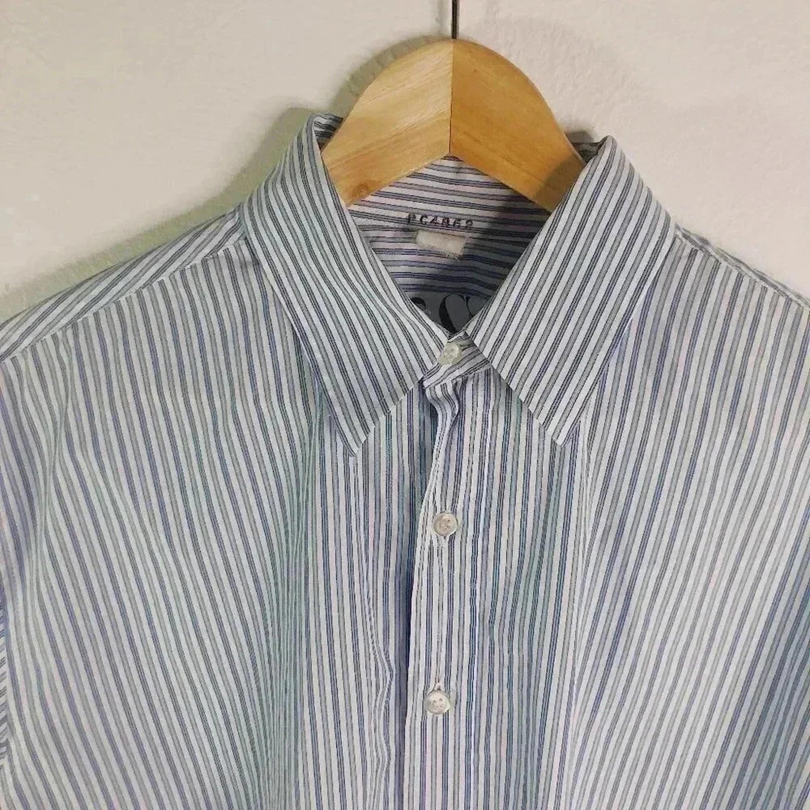 Barney's New York Co-Op Men's Blue Striped Long Sleeved Button Up Size 48/62