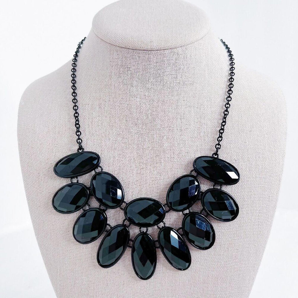 Black Rhinestone Statement Necklace
