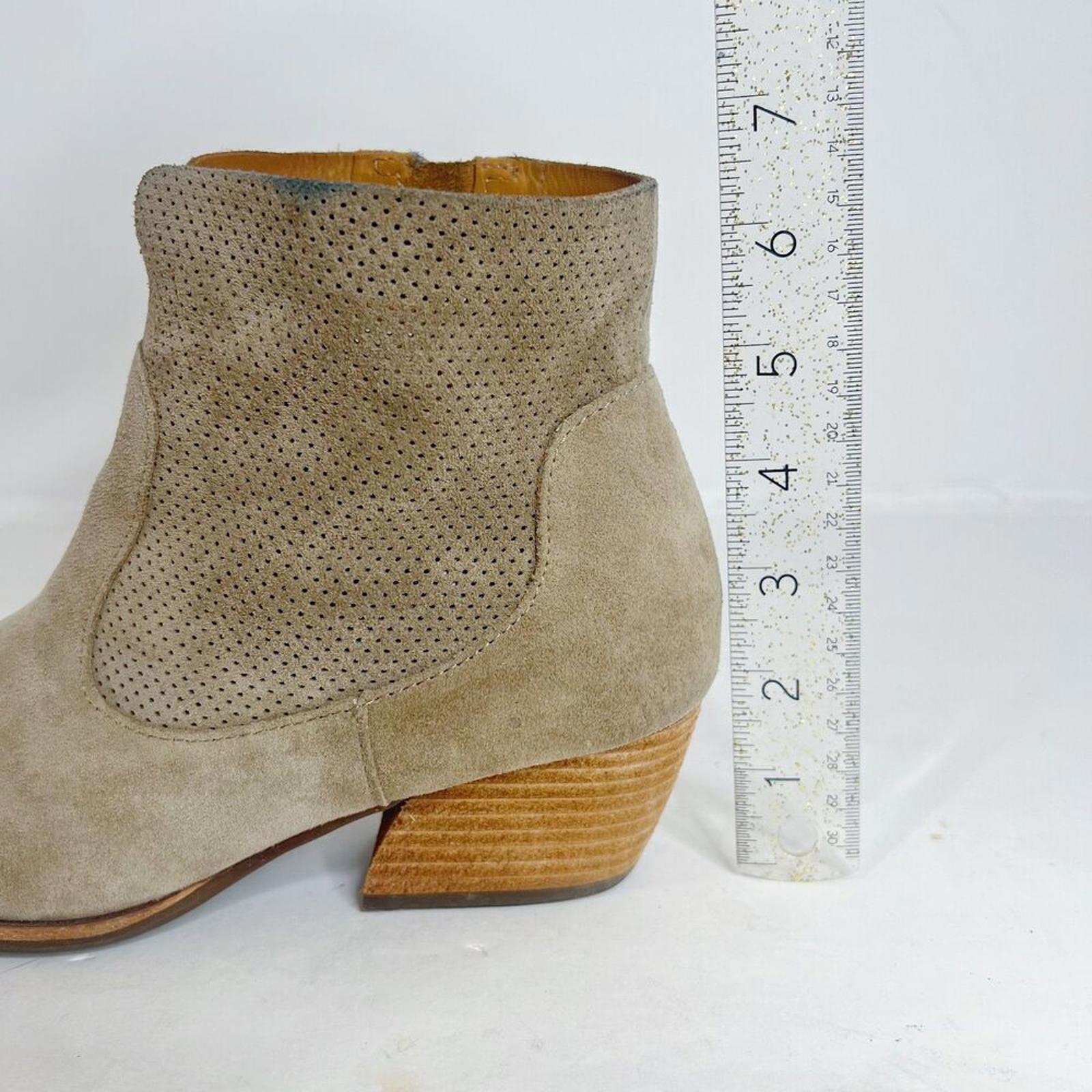 Kork-Ease Sherrill Booties Taupe Suede Ankle Boots Tan Leather Size 8.5
