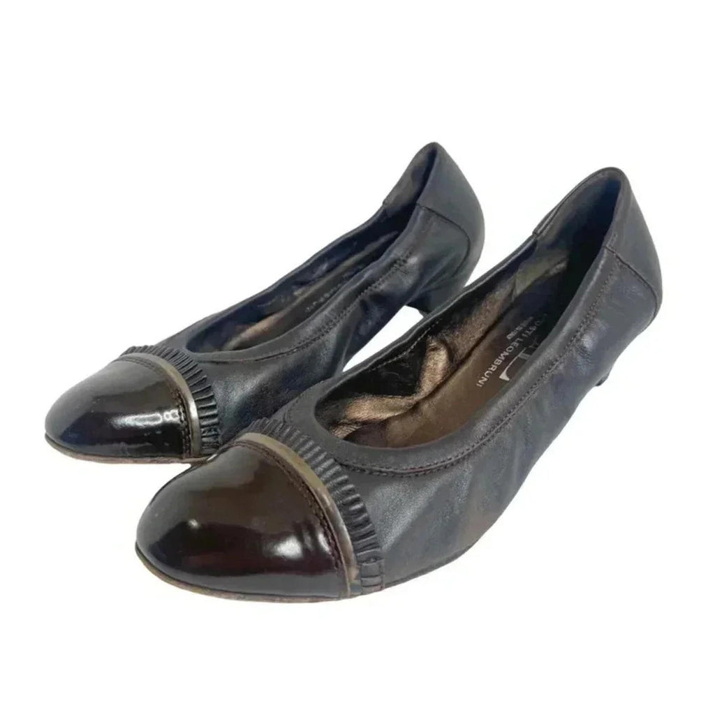 AGL Brown Leather Rounded Toe Heels Heeled Ballet Shoes Size 39.5