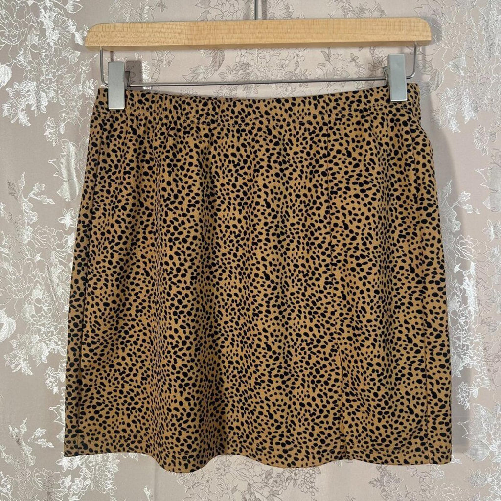 Shein Cheetah Print Black and Tan Brown Spotted Animal Print Mini Skirt Size M