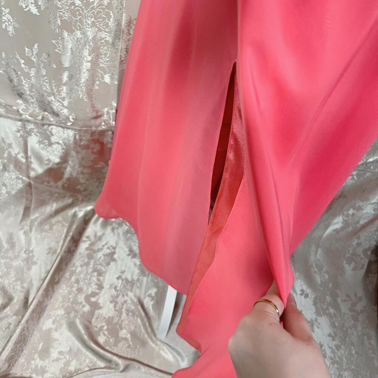 Coral Chiffon Asymmetrical One Shoulder Rhinestone Gown Prom Dress Size 6
