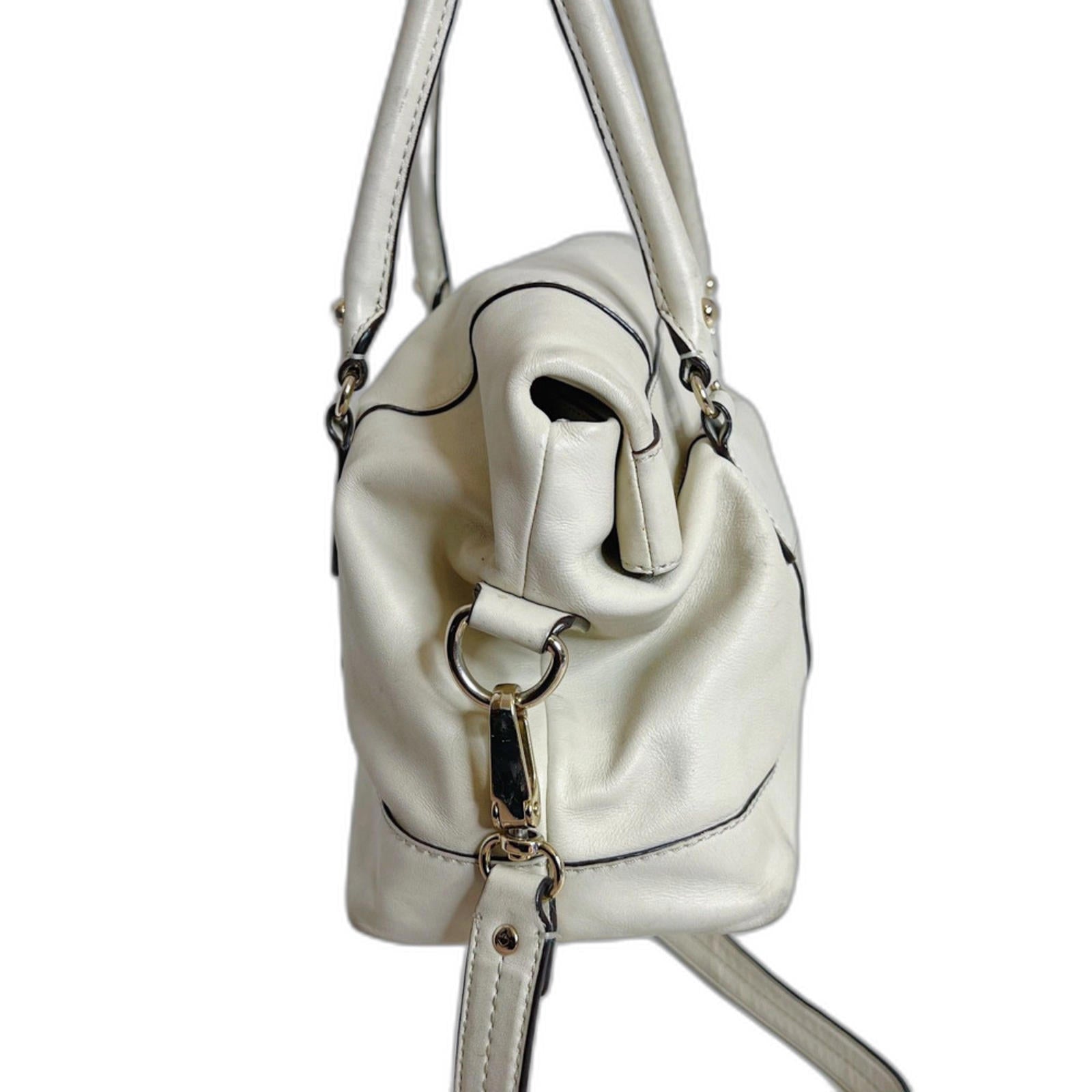 Kate Spade Fremont Place Cream Leather Foldover Shoulder Bag Purse