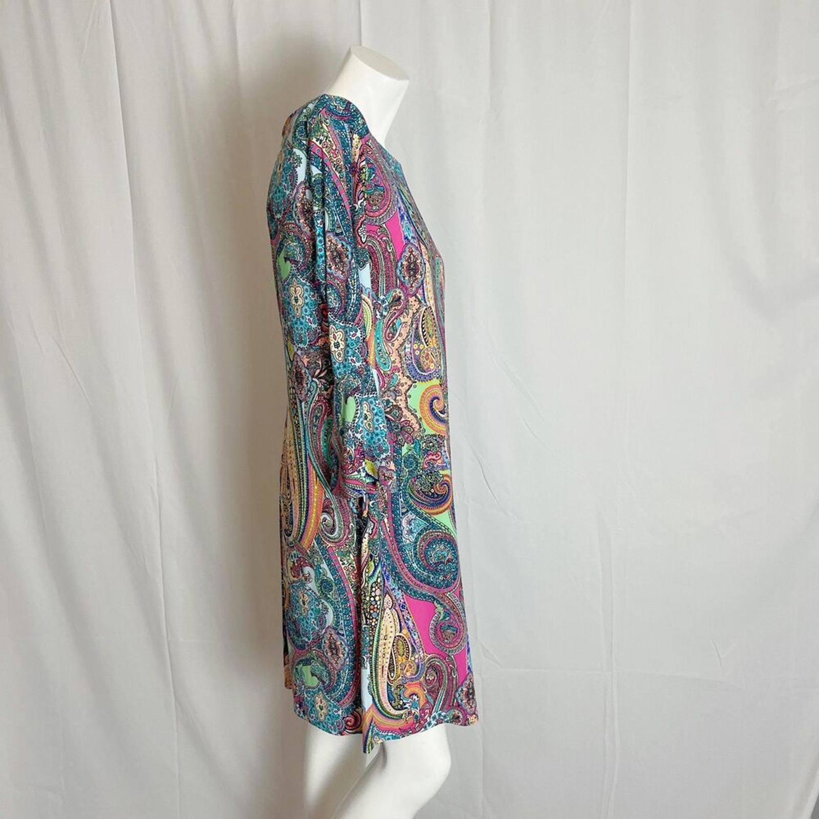 Tommy Hilfiger Multicolored Paisley Long Sleeved Shift Dress Women's Size 12