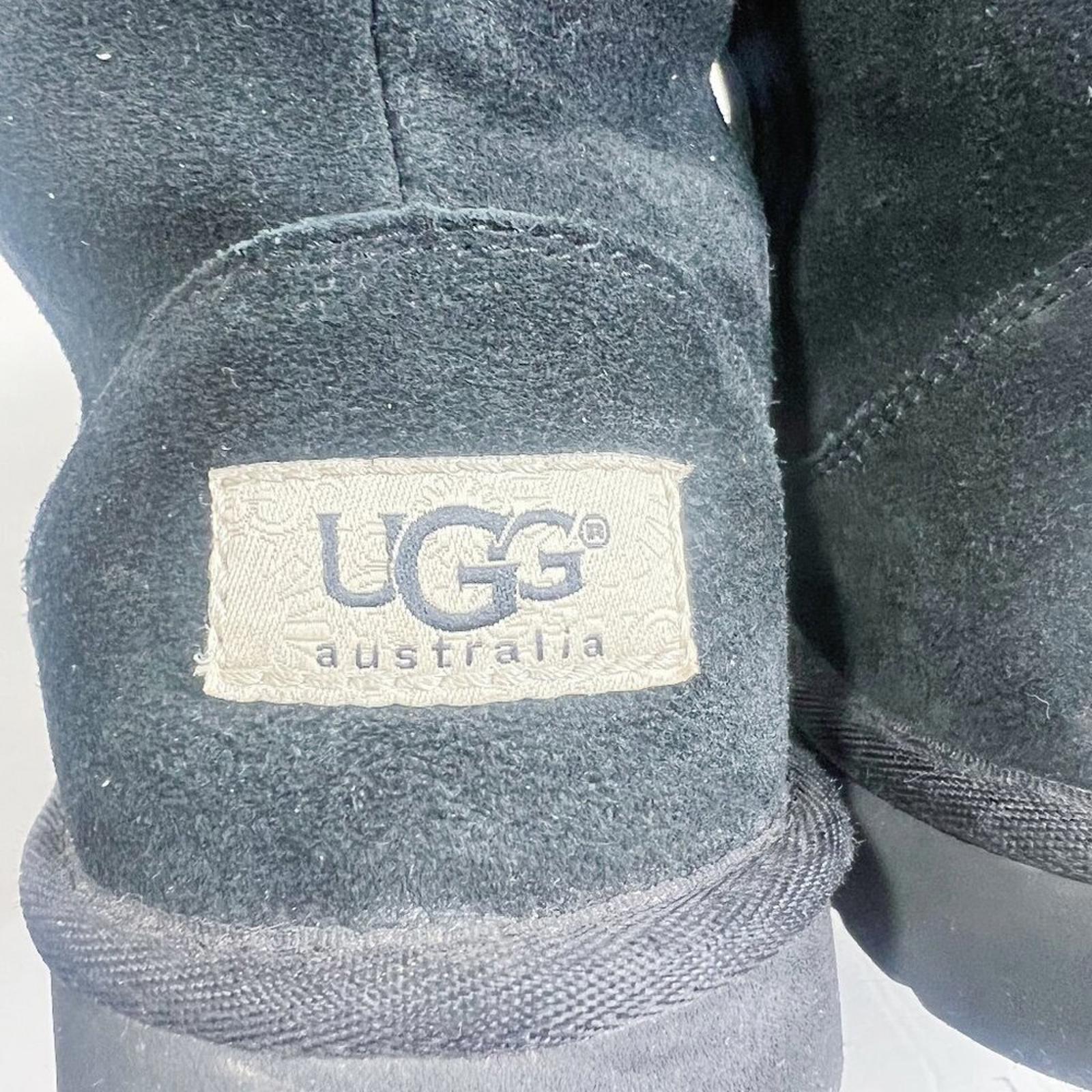 UGG Australia Larynn Black Shearling Boots Gold Rhinestone Charms Kids Size 4