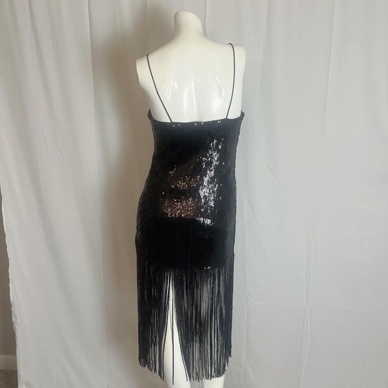 Forever 21 Black Sequined Fringe Dress Flapper Dress Women's Size M