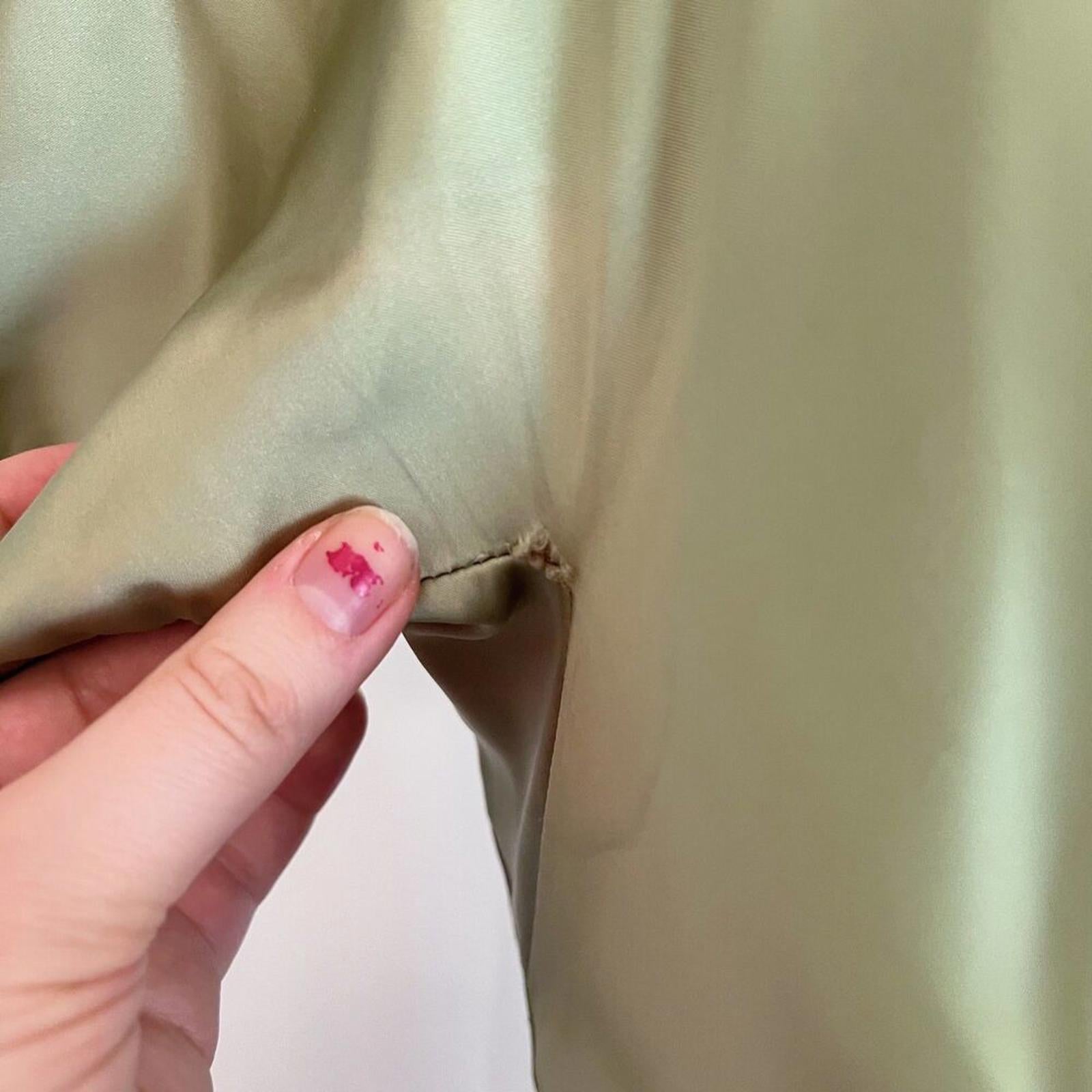 Vintage 1960s Green A Line Dress Bow Back Satin Knee Length Women's Size 11