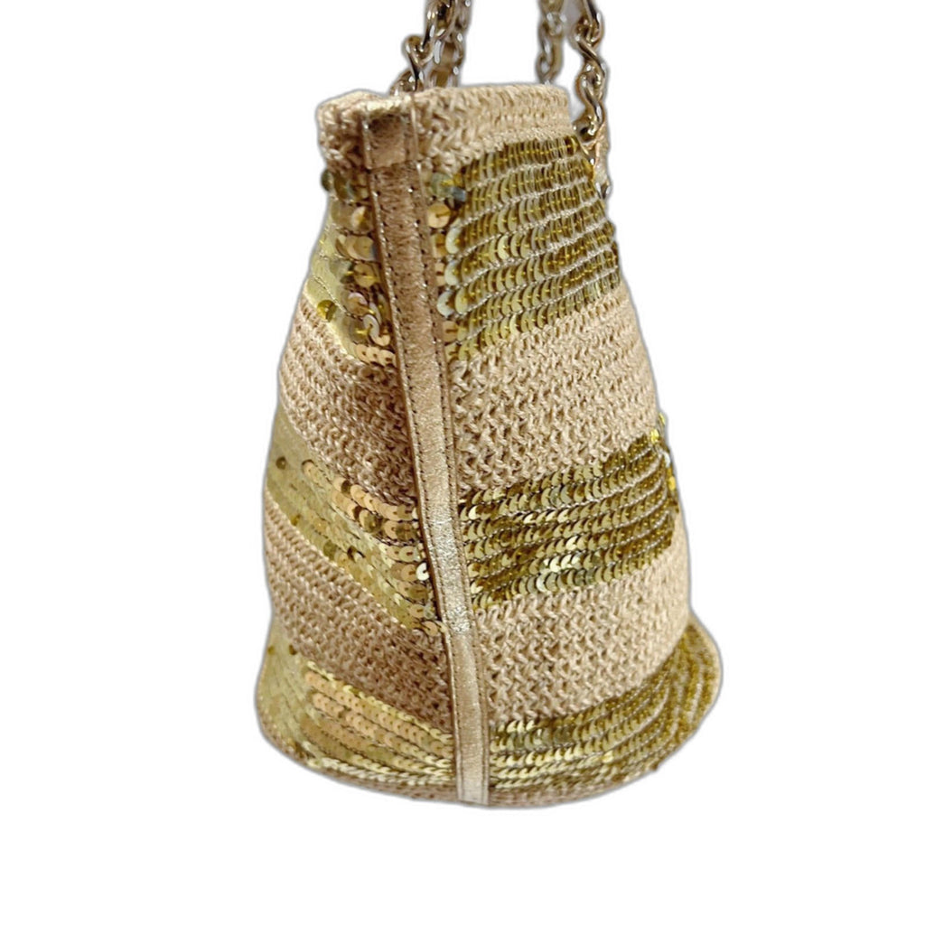 Kate Spade Woven Tote Bag Gold Sequins Summer Bag Beach Tote Shoulder Bag