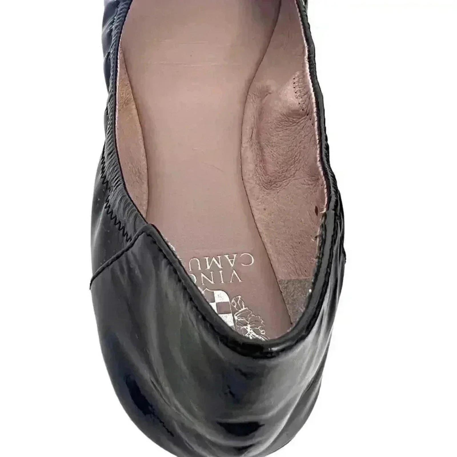 Vince Camuto Black Patent Leather Ballet Flats Women's Size 8.5 Balletcore