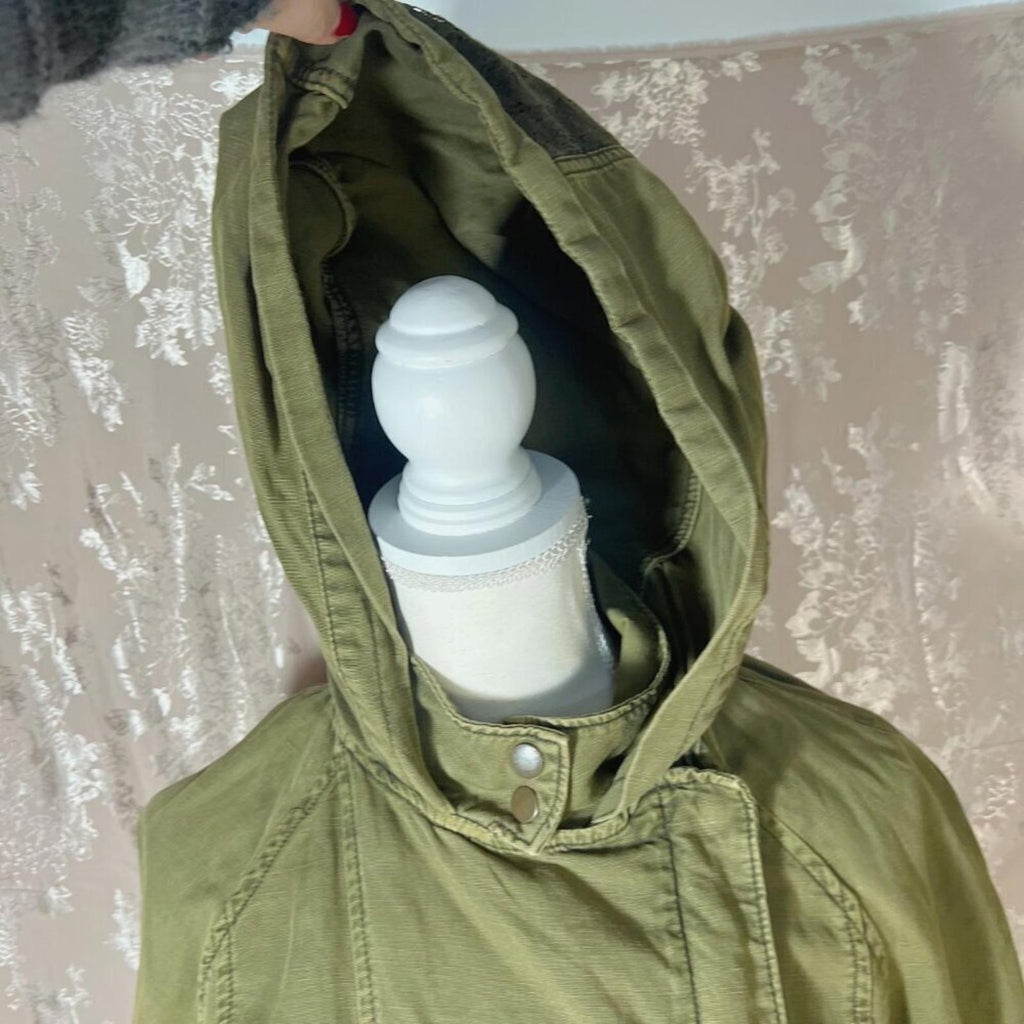 Anthropologie Hei Hei Olive Green Lace Trim Anorak Army Military Jacket Size M