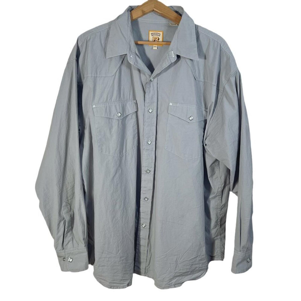 Resistol Double Men's Western Cowboy Country Grey Button Up Shirt Size XXL 2XL