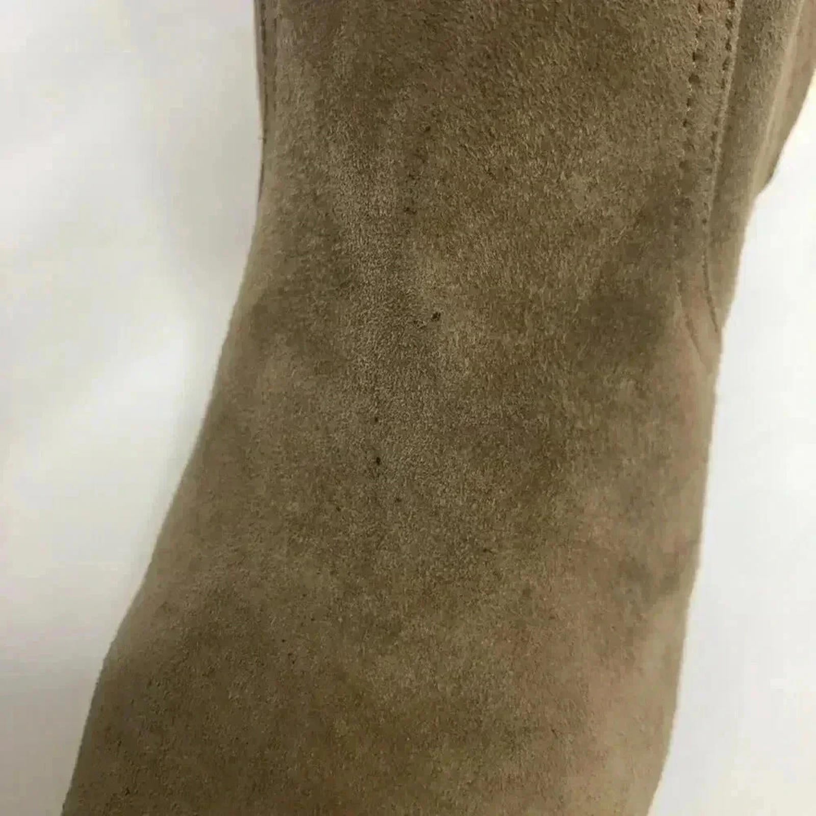 Bardolino Thigh High Tan Suede Heeled Boots Over Knee Women's Size 6