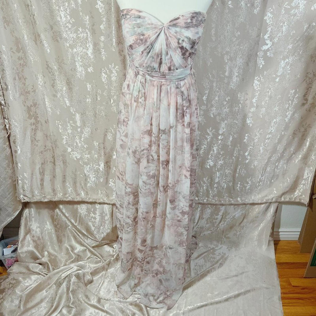 Jenny Yoo Collection Nyla Convertible Bridesmaid Dress Pink Floral Size 4
