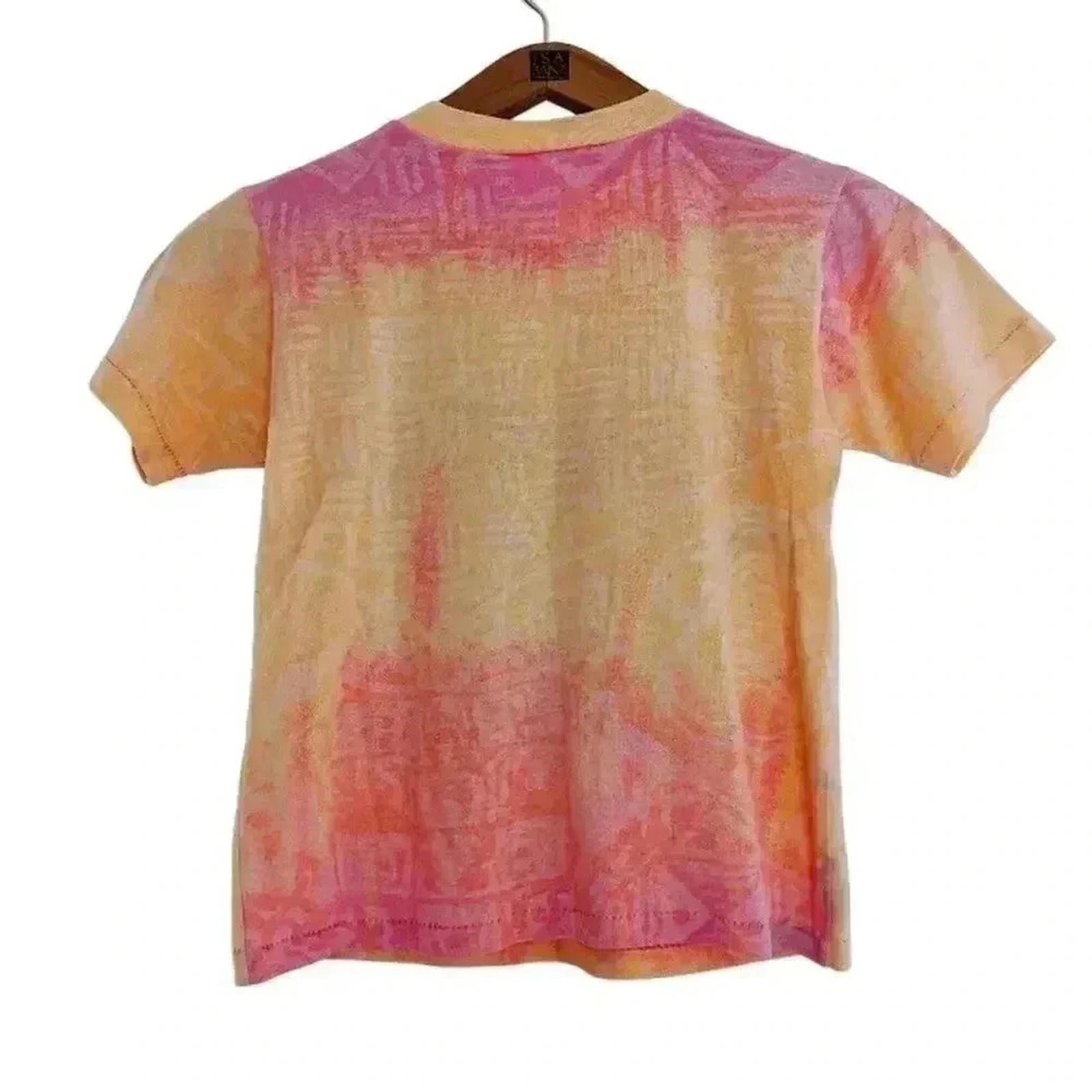 Y2K Vintage Disney Mickey and Minnie Pink Orange Tie Dye Baby Tee Size S