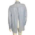NWT Zara Linen Blend Blue White Striped Open Back Long Sleeve Button Up Size M