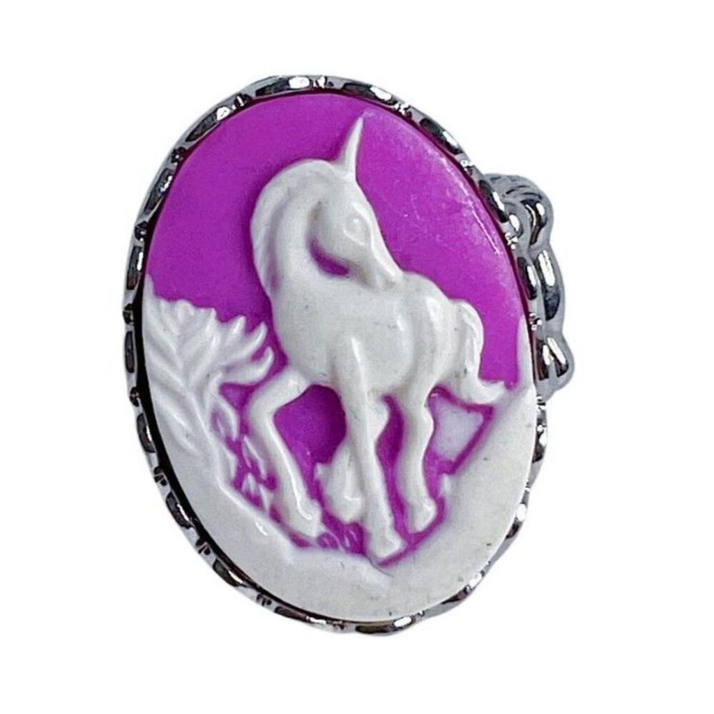 Unicorn Cameo Ring Silver Elastic Adjustable Ring Wedgewood Style Fantasy