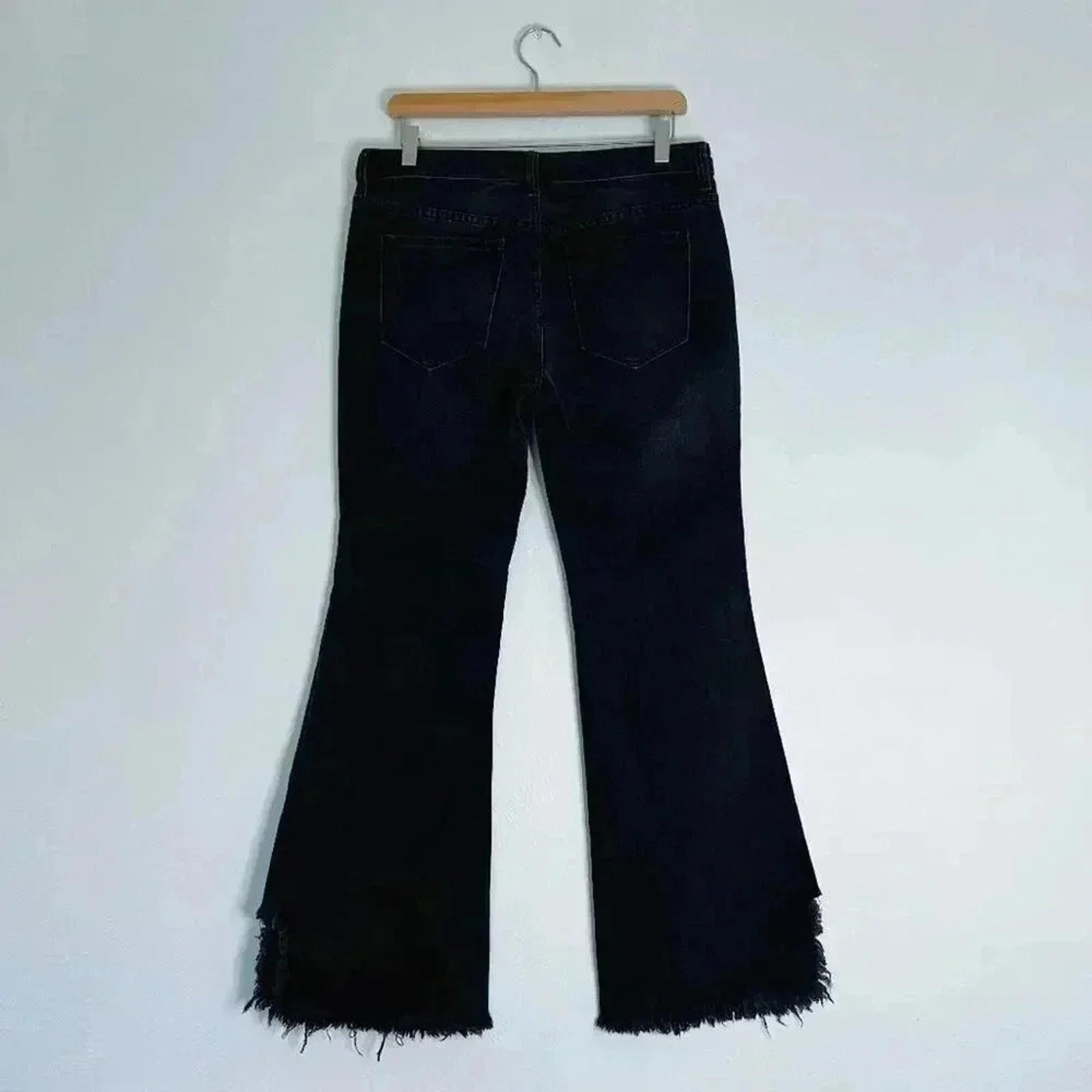 NWOT We the Free Black Bell Bottom Flared Distressed Jeans Women's Size 28