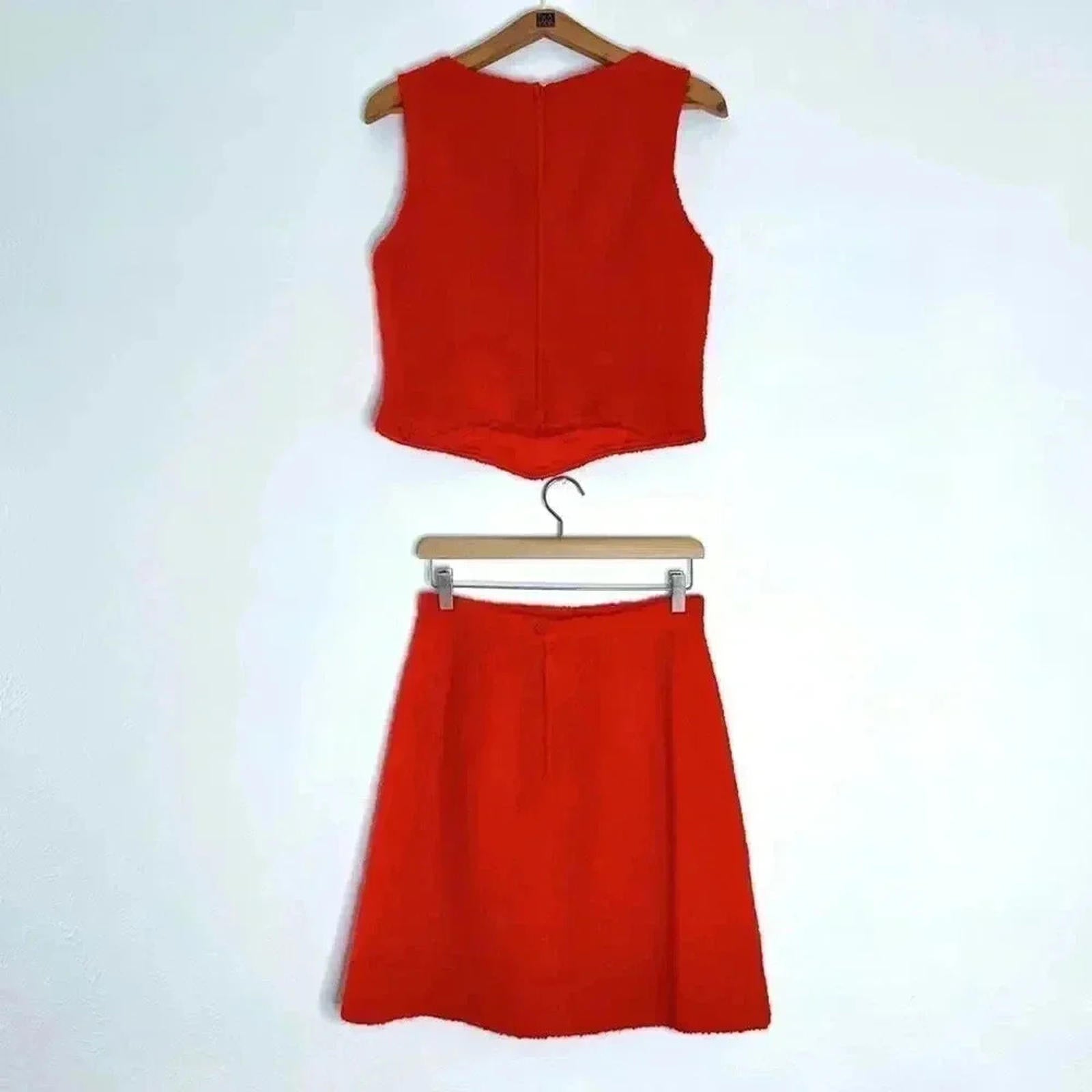 Vintage Si You Wool Orange Skirt Set Women's Size 10