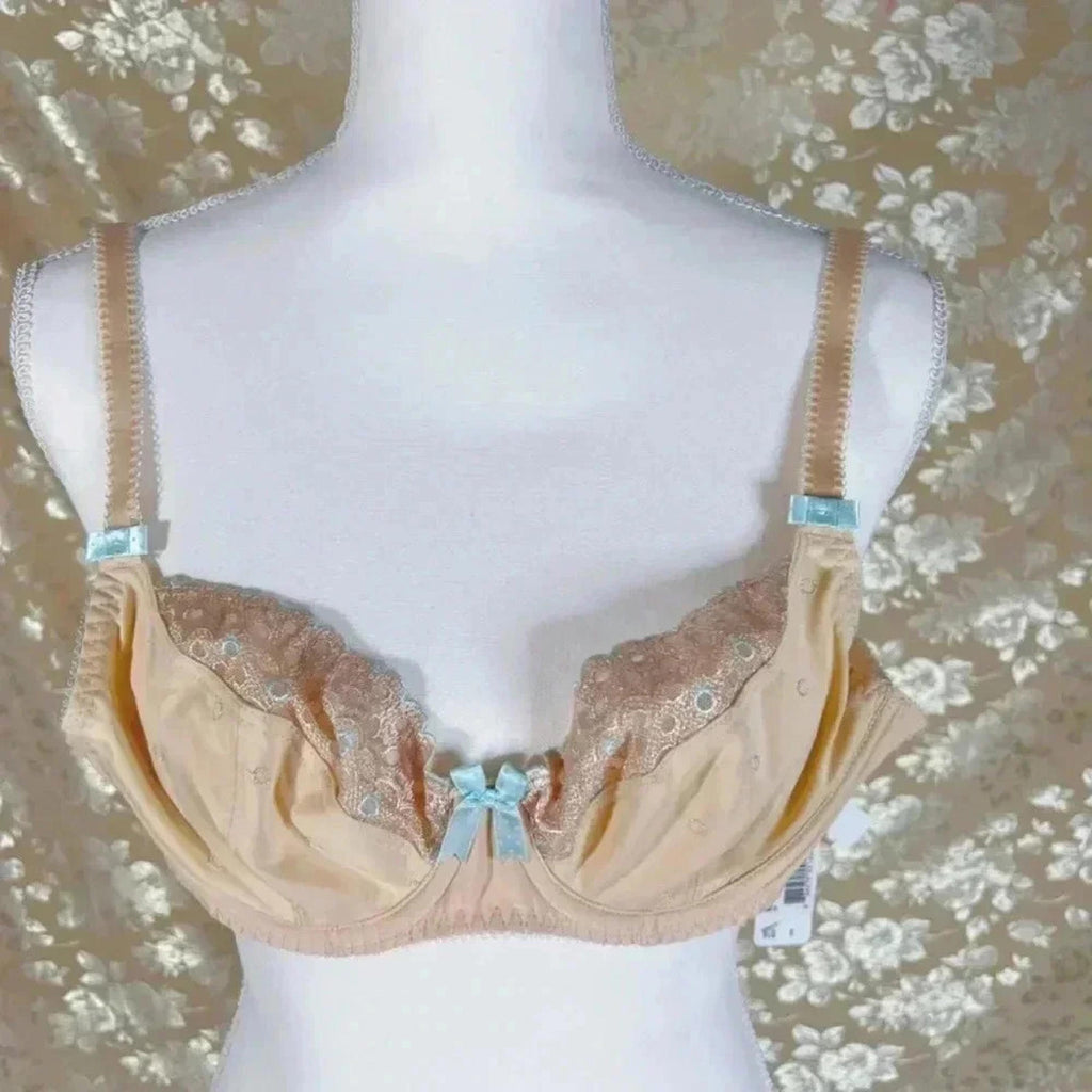 NWT Freya Nude Unlined Bra Lace Blue Embroidered Details 32D