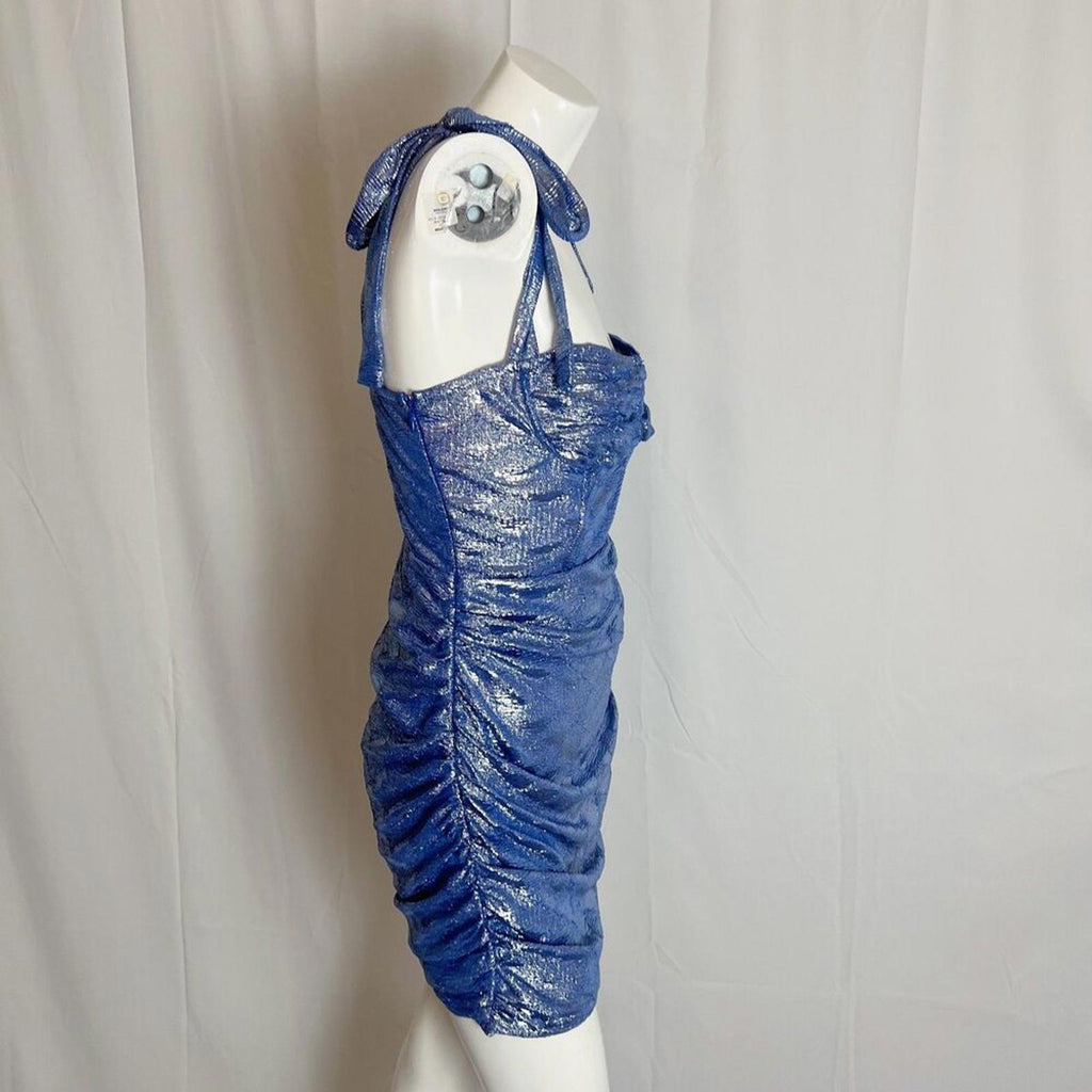 Lioness Senorita Mini Dress in Metallic Blue Mini Dress Club Rave Size M
