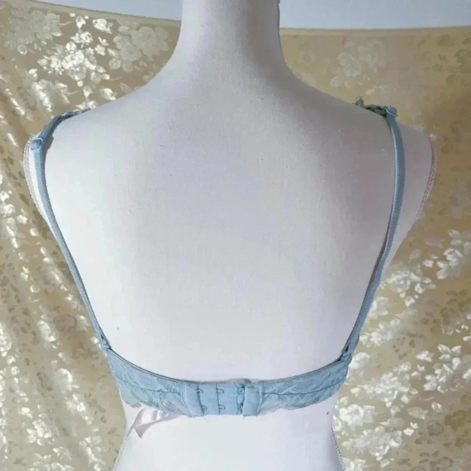 PINK by Victoria's Secret Light Blue Date Unlined Lace Bralette Size S