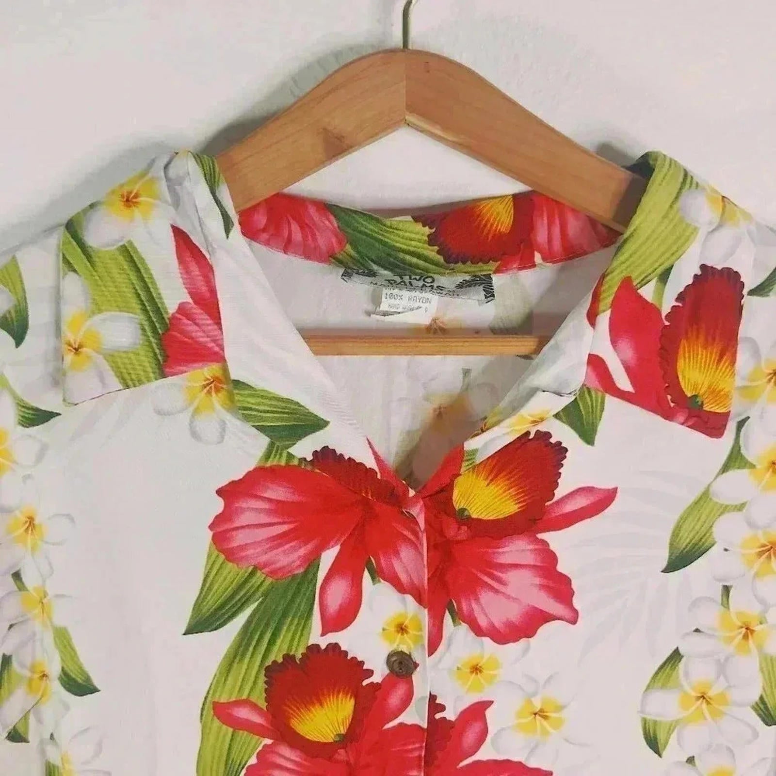 Vintage Tropical Cropped Short Sleeved Button Up Floral Summer Beach Size XL
