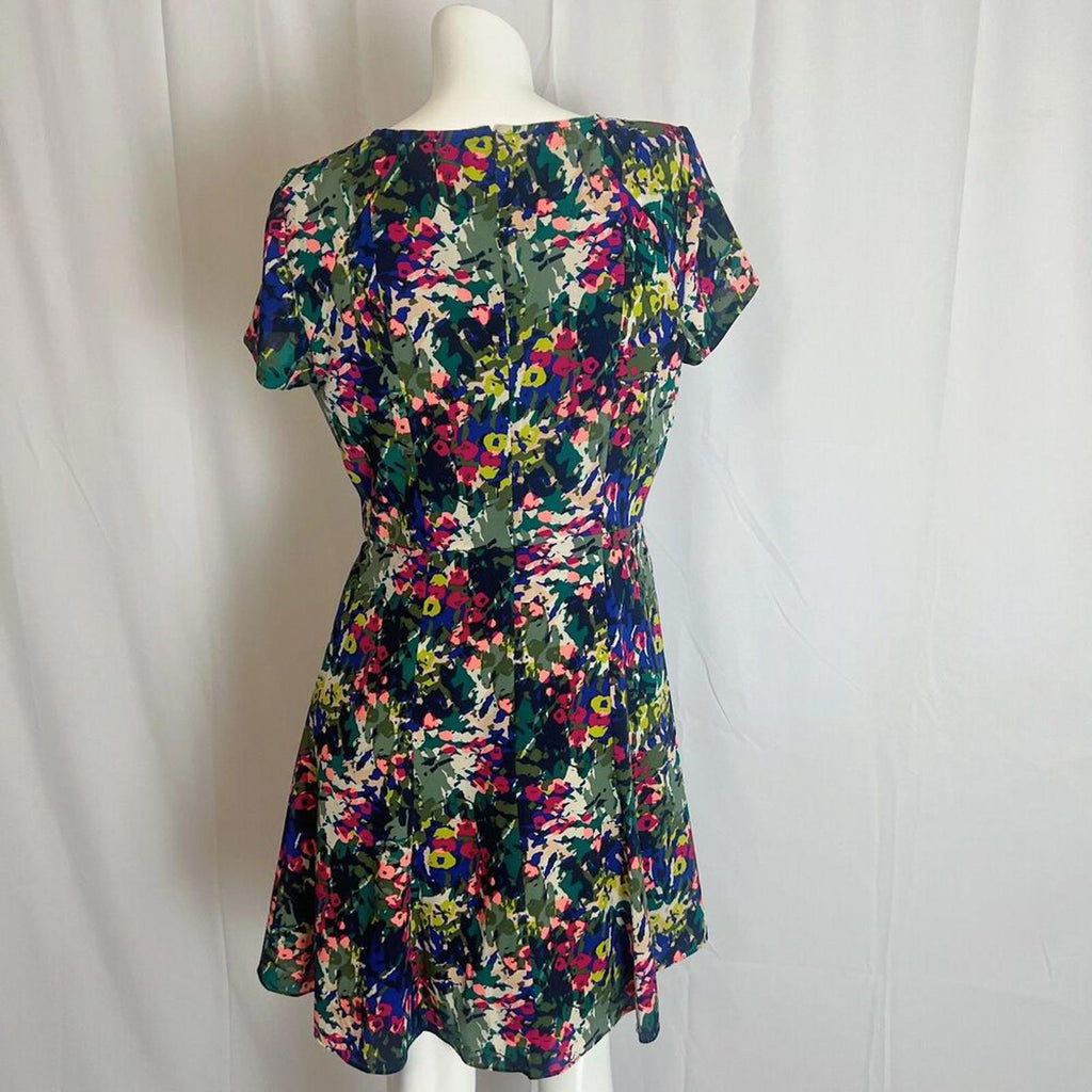 J. Crew Green Watercolor Floral A Line Dress Women's Size 6