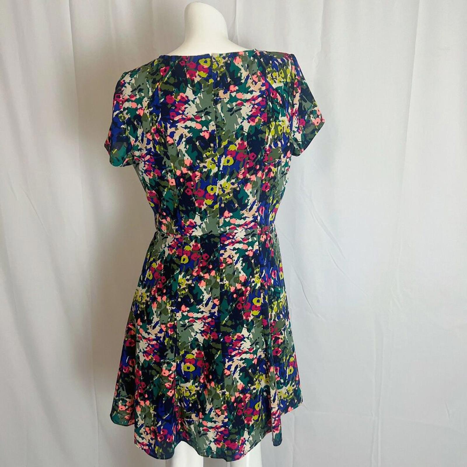 J. Crew Green Watercolor Floral A Line Dress Women's Size 6