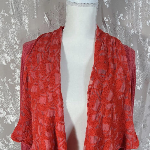 Aratta Silent Journey Waterfall Waffle Knit Open Cardigan Beading Boho Size M