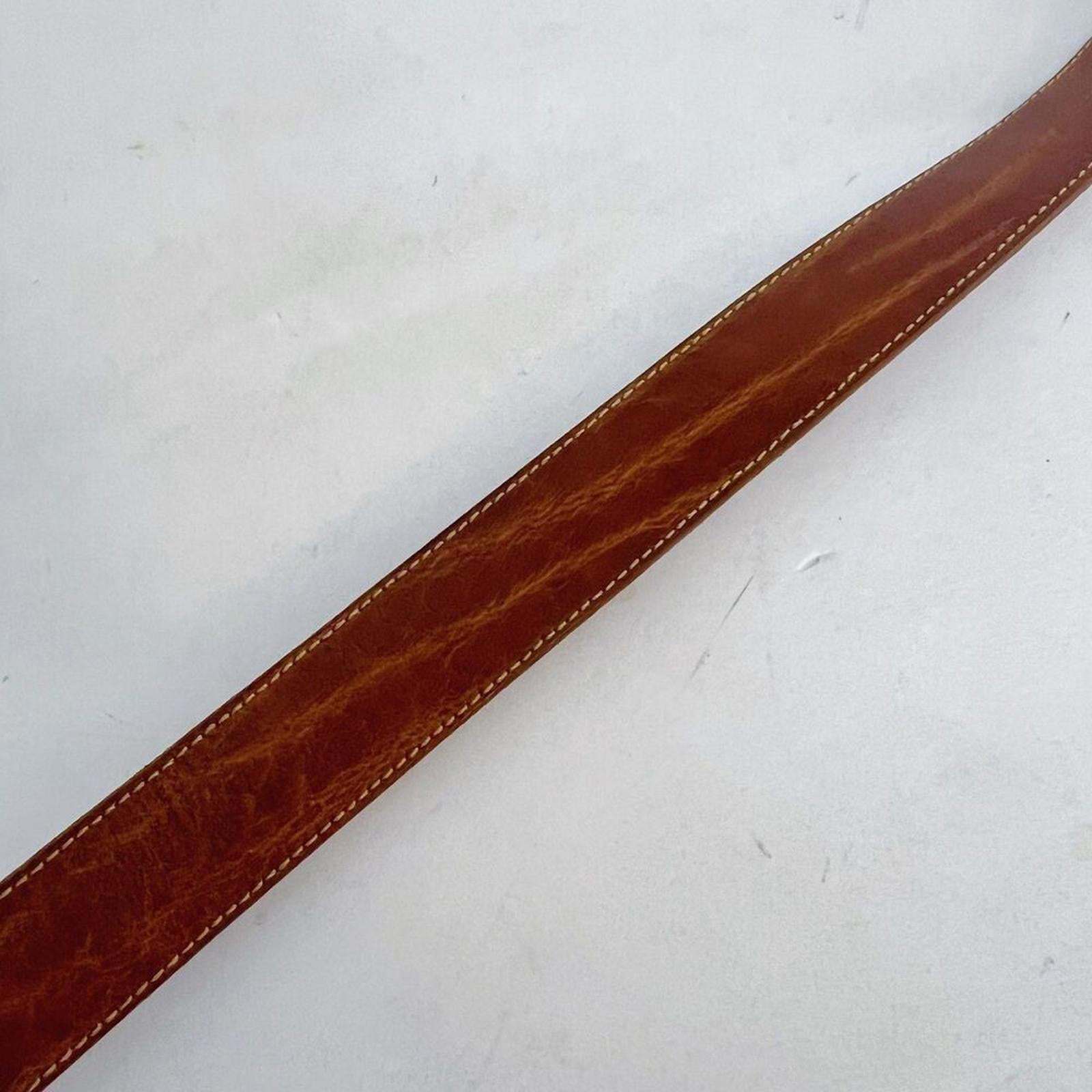 Pierre Cardin Vintage Cognac Brown Leather Skinny Belt Gold Hardware Size 34