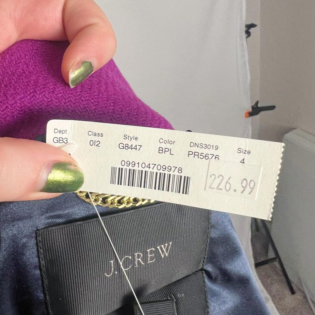 NWT J. Crew Cocoon Stadium Cloth by Nello Gori Bright Purple Wool Jacket Size 4